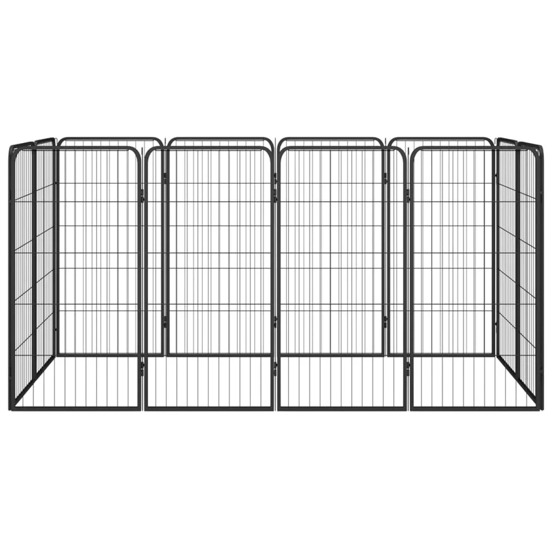 Jaula Perros 12 Paneles Acero Recubierto Polvo Negro 50x100 Cm