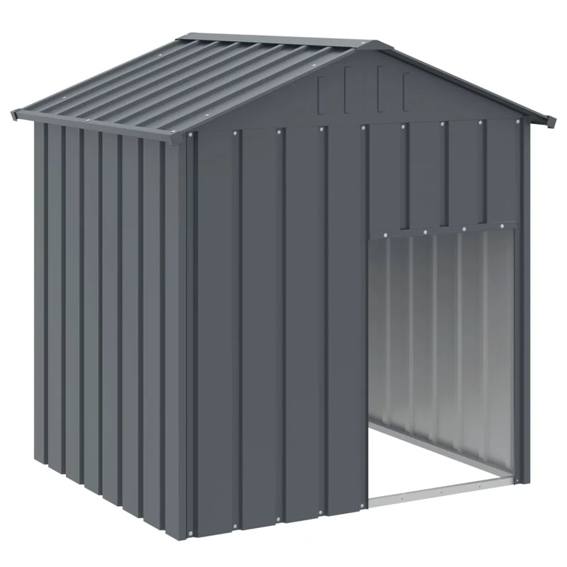 Caseta Perros Con Tejado Acero Galvanizado Gris 117x103x123cm