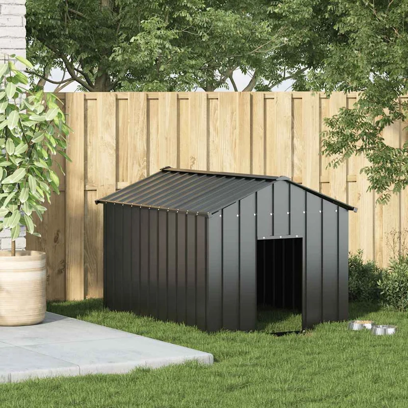 Caseta Para Perros Con Techo Acero Galvanizado 113x153x101 Cm