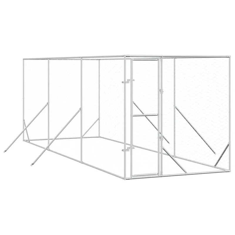 Perrera De Exterior Acero Galvanizado Plateado 2x6x2 M