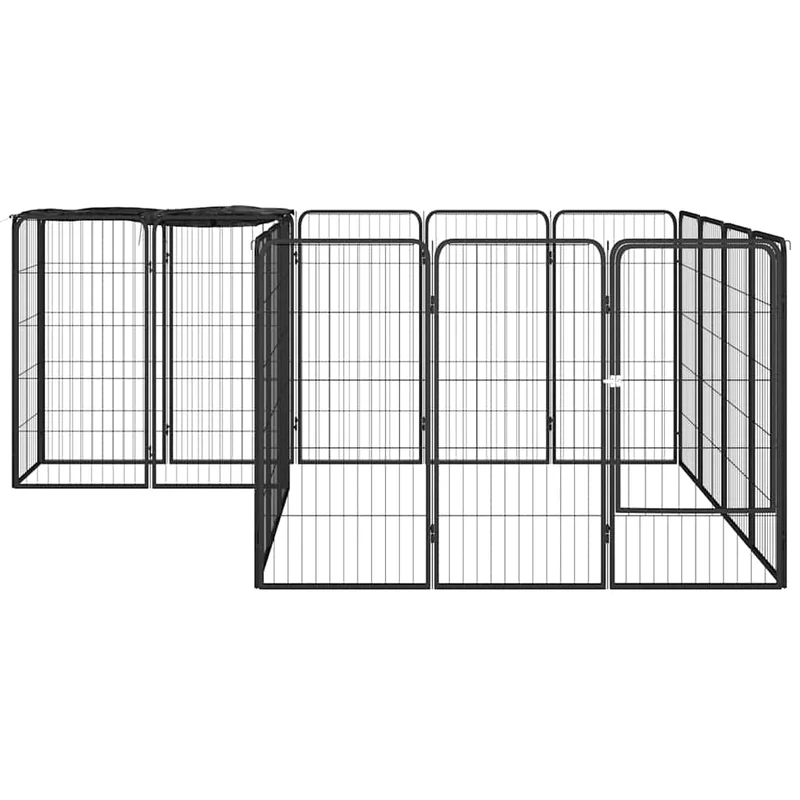 Jaula Perros 18 Paneles Acero Recubierto Polvo Negro 50x100 Cm