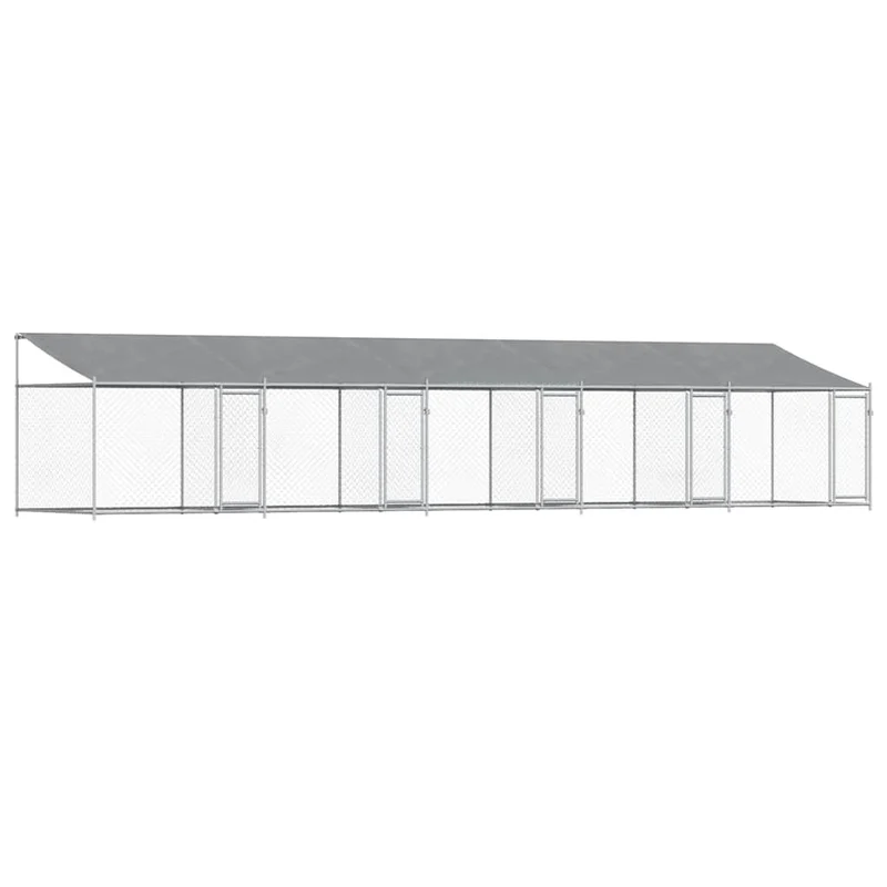 Jaula De Perros Techo Y Puertas Acero Galvanizado Gris 10x2x2 M