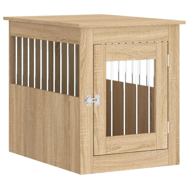 Jaula Para Perros Madera De Ingeniería Roble Sonoma 55x75x65 Cm