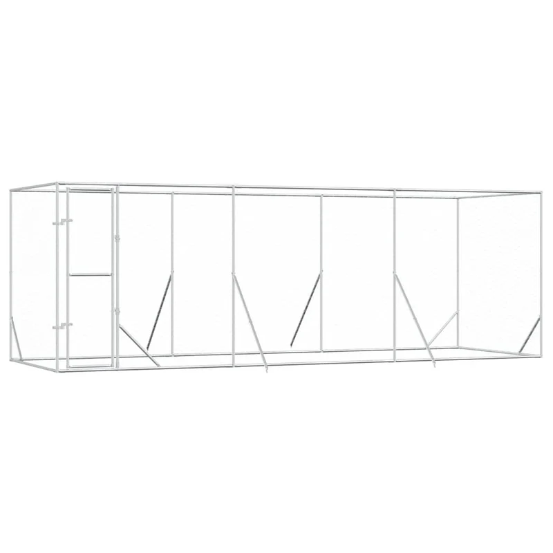 Perrera De Exterior Acero Galvanizado Plateado 6x2x2 M