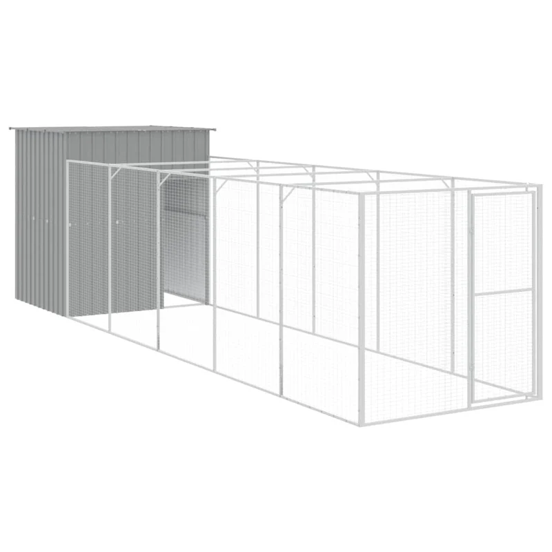 Caseta Perros Corral Acero Galvanizado Gris Claro 165x659x181cm