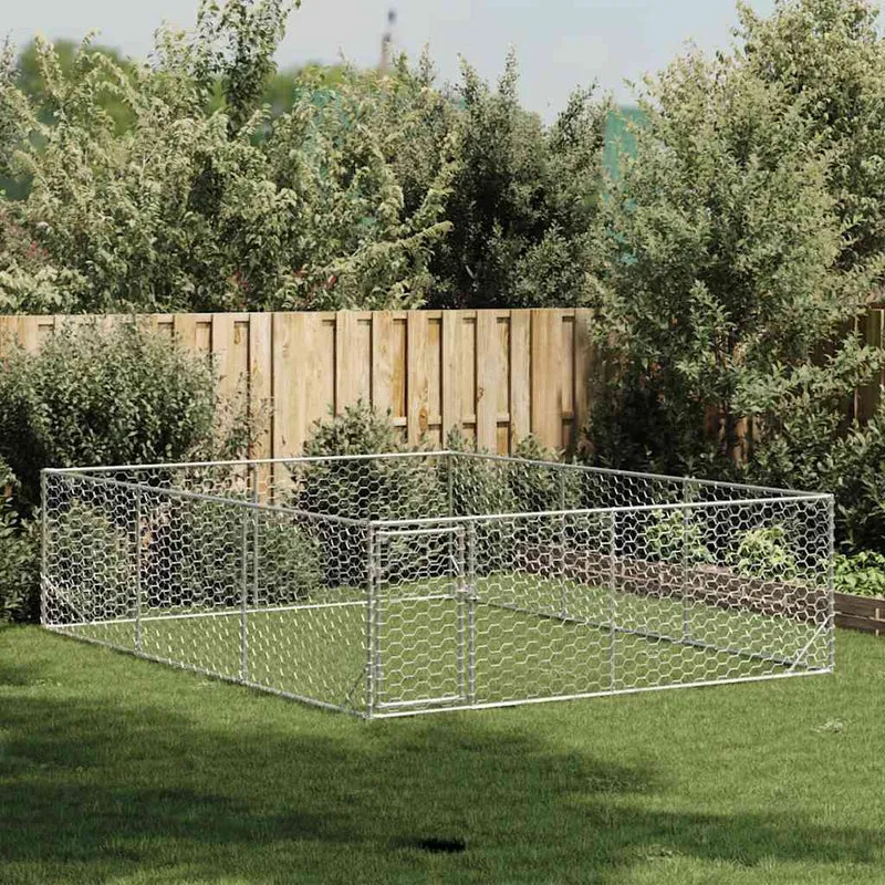 Caseta Para Perros De Exterior Con Puerta De Acero Galvanizado (3 X 4 X 1 M)