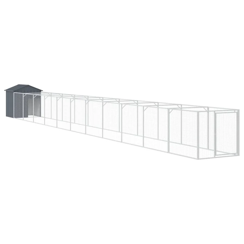 Caseta Perros Con Tejado Acero Galvanizado Gris 117x1221x123 Cm