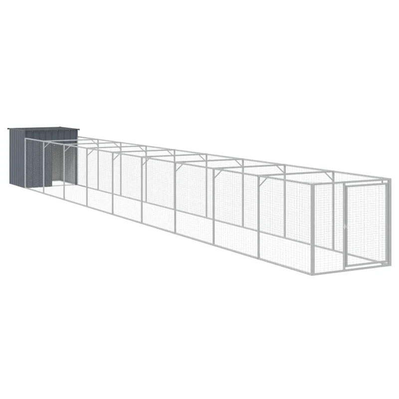 Caseta Perros Con Corral Acero Galvanizado Gris 110x1017x110 Cm