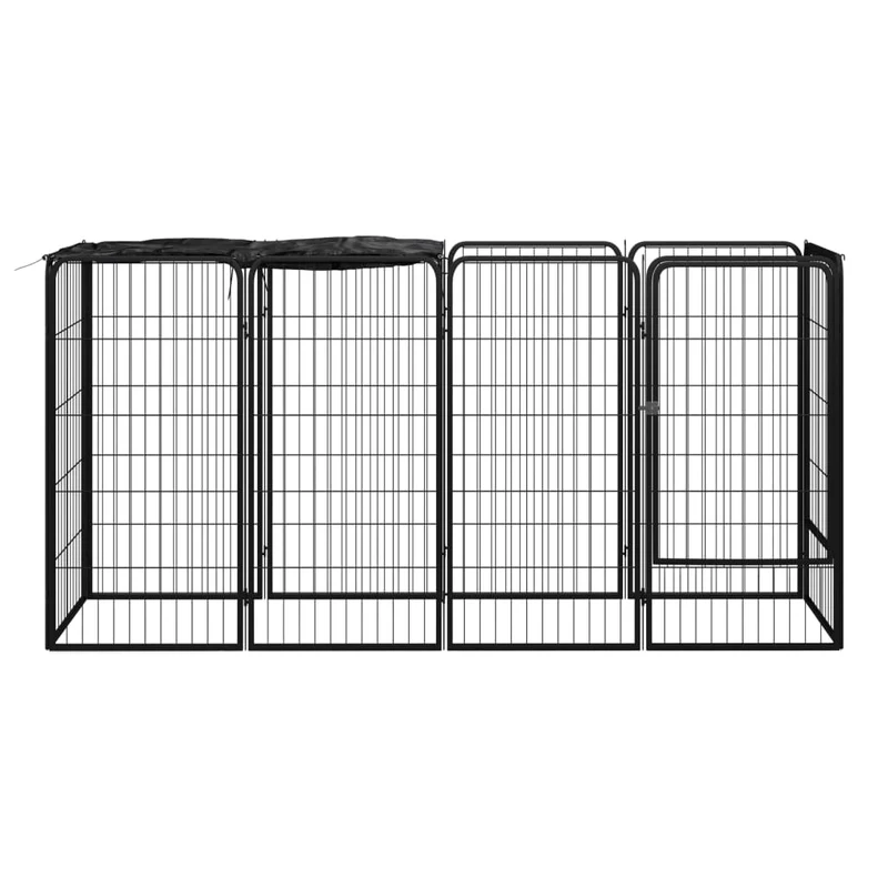 Jaula Perros 10 Paneles Acero Recubierto Polvo Negro 50x100cm