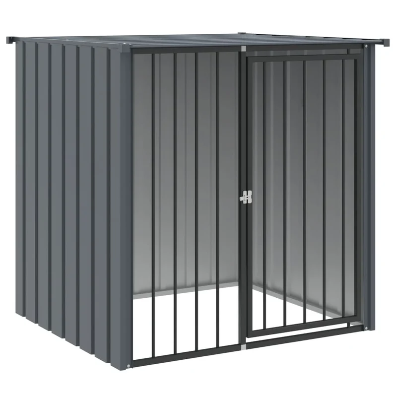Caseta Perros Con Tejado Acero Galvanizado Negro 110x103x109 Cm