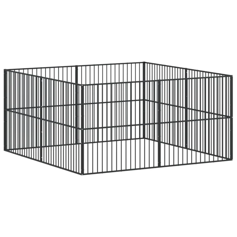 Corralito Para Perros Con 8 Paneles Acero Galvanizado Negro