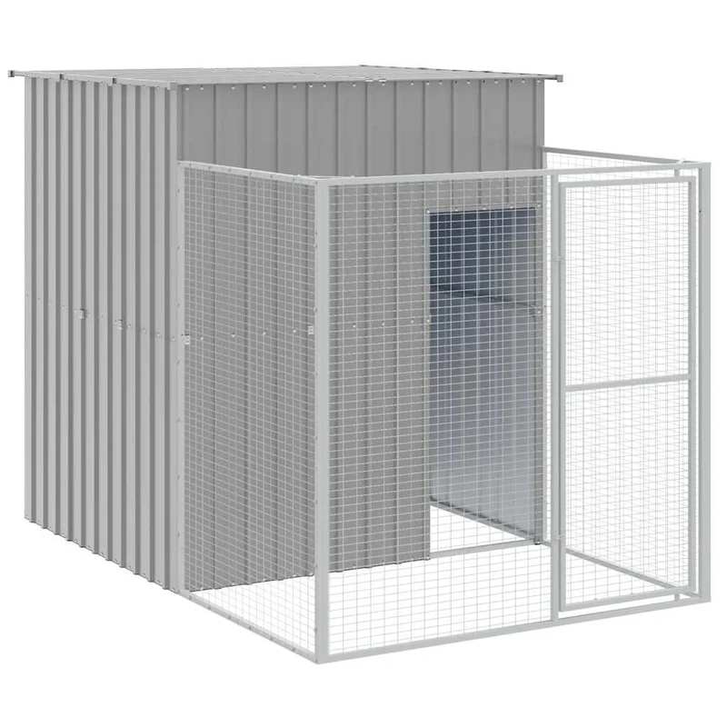 Caseta Perros Corral Acero Galvanizado Gris Claro 165x251x181cm