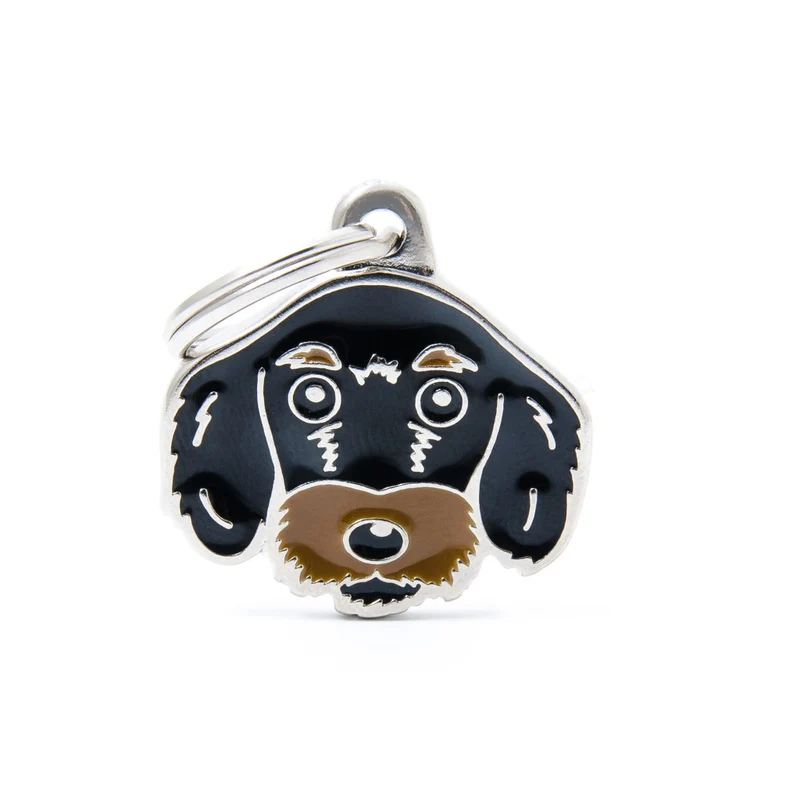 Placa ID en Forma de Perro Salchicha Dachshund Pelo de Alambre para Perros