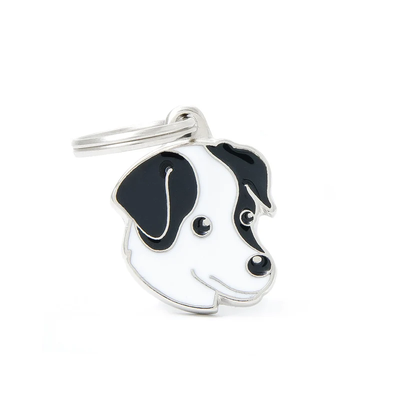 Placa ID en Forma de Jack Russell Blanco & Negro para Perros