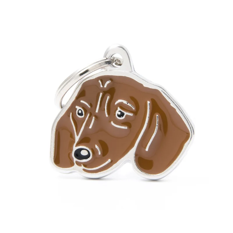 Placa ID en Forma de Perro Salchicha Dachshund Cafe para Perros