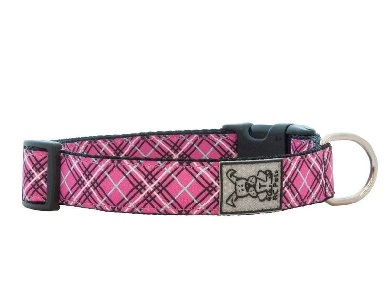 Clip Collar Para Perros Modelo Pink Tartan