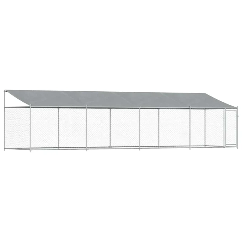 Jaula De Perros Techo Y Puerta Acero Galvanizado Gris 8x2x2 M