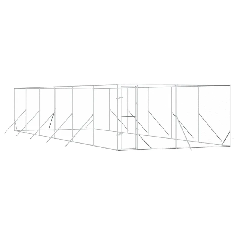 Perrera De Exterior Acero Galvanizado Plateado 4x12x2 M