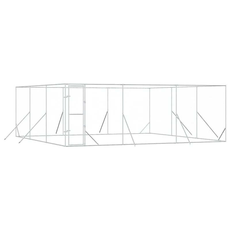 Perrera De Exterior Acero Galvanizado Plateado 6x6x2 M