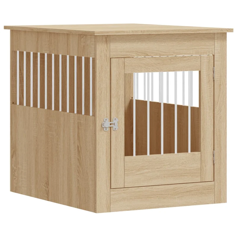 Jaula Para Perros Madera Ingeniería Roble Sonoma 64,5x80x71 Cm
