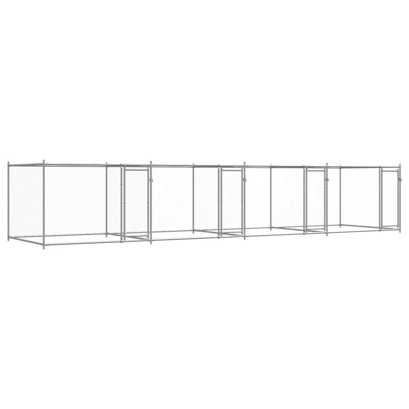 Jaula De Perros Con Puertas Acero Galvanizado Gris 8x2x1,5 M