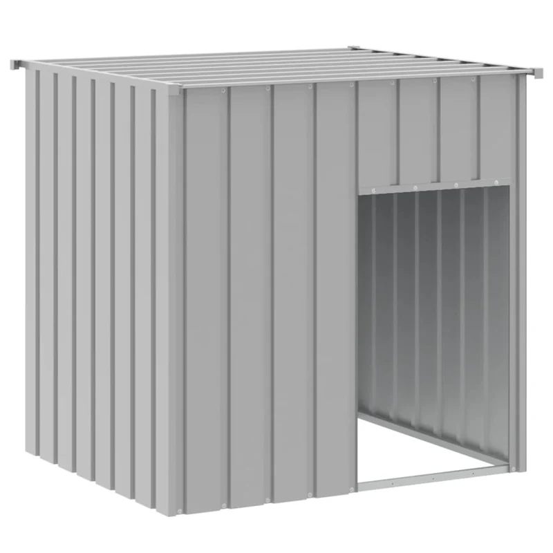 Caseta Para Perro Con Techo, Gris Claro, 110 X 103 X 109 Cm, Acero Galvanizado