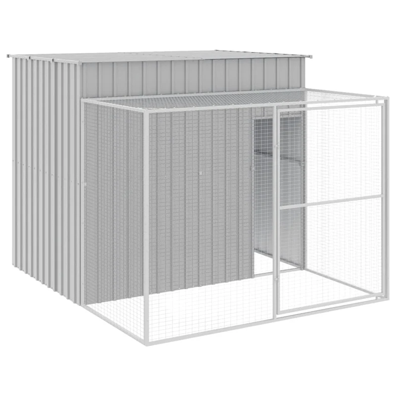 Caseta Perros Corral Acero Galvanizado Gris Claro 214x253x181cm