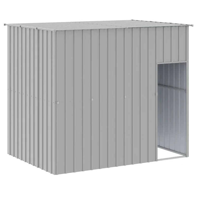 Caseta Perros Tejado Acero Galvanizado Gris Claro 214x153x181cm