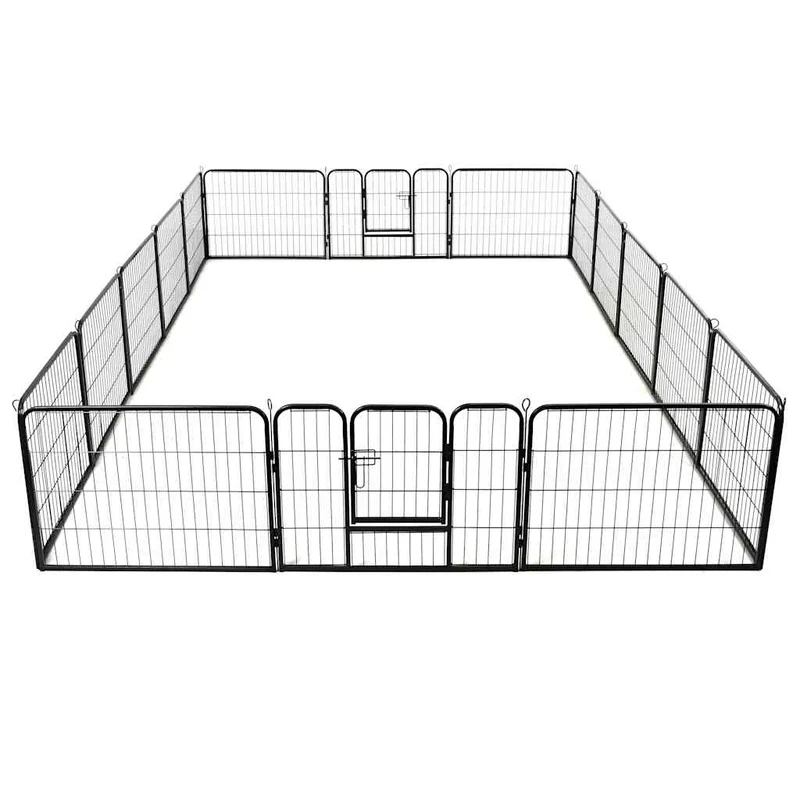 Corral Para Perros 16 Paneles De Acero 60x80 Cm Negro