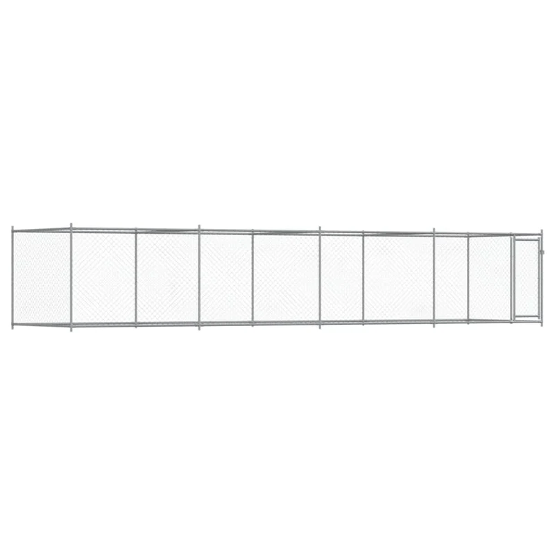 Jaula De Perros Con Puerta Acero Galvanizado Gris 8x2x1,5 M