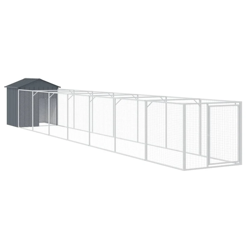 Caseta Perros Con Tejado Acero Galvanizado Gris 117x813x123 Cm