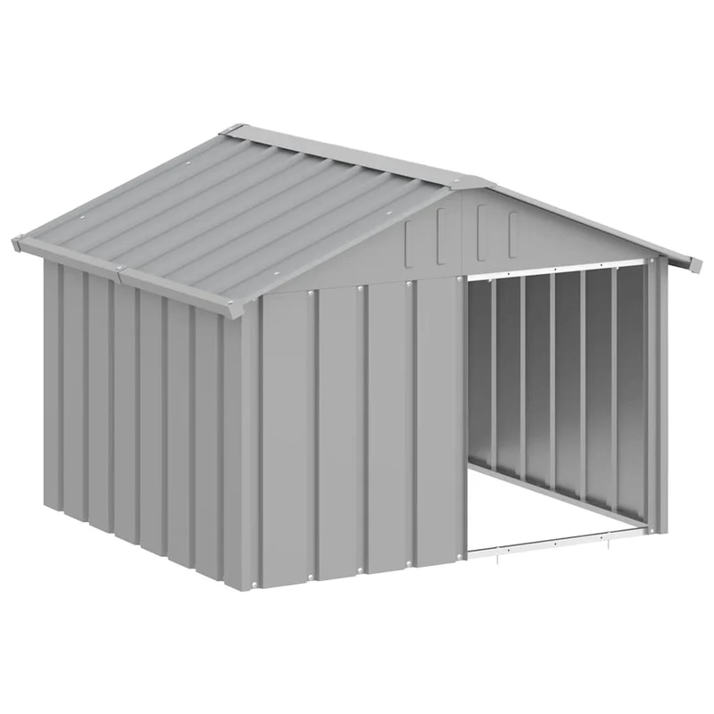 Casa Para Perros Acero Galvanizado Gris 116,5x153x81,5 Cm