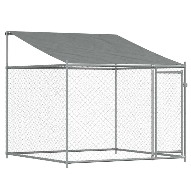 Jaula De Perros Techo Y Puerta Acero Galvanizado Gris 2x2x2 M