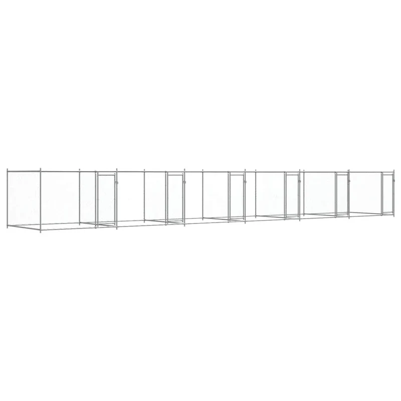 Jaula De Perros Con Puertas Acero Galvanizado Gris 12x2x1,5 M