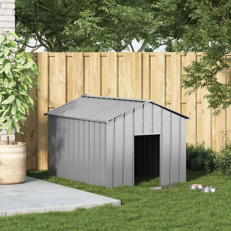Caseta Para Perros Con Techo Acero Galvanizado 113x153x101 Cm