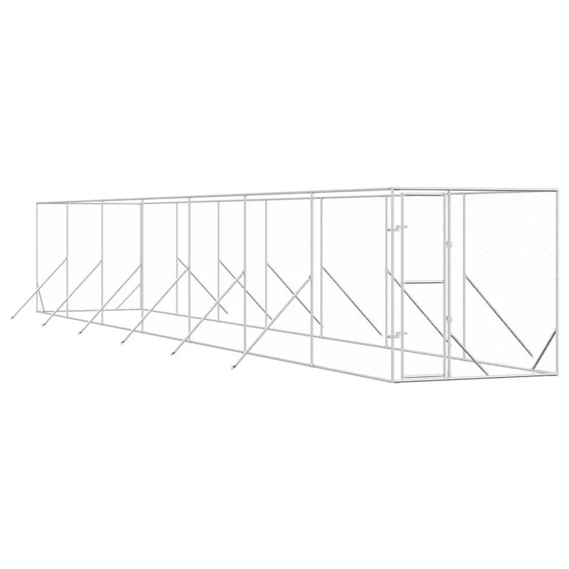 Perrera De Exterior Acero Galvanizado Plateado 2x14x2 M