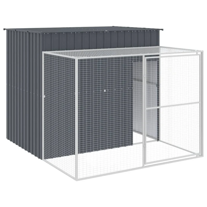 Caseta Perros Con Corral Acero Galvanizado Gris 214x253x181 Cm