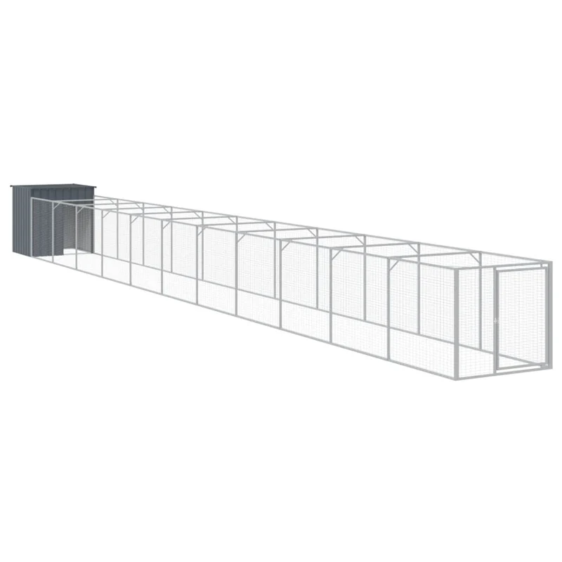Caseta Perros Con Corral Acero Galvanizado Gris 110x1221x110 Cm
