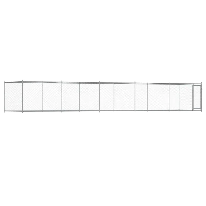Jaula De Perros Con Puerta Acero Galvanizado Gris 10x2x1,5 M