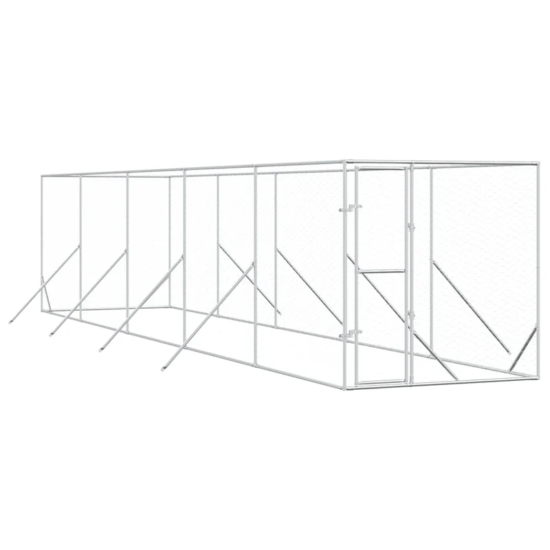 Perrera De Exterior Acero Galvanizado Plateado 2x10x2 M