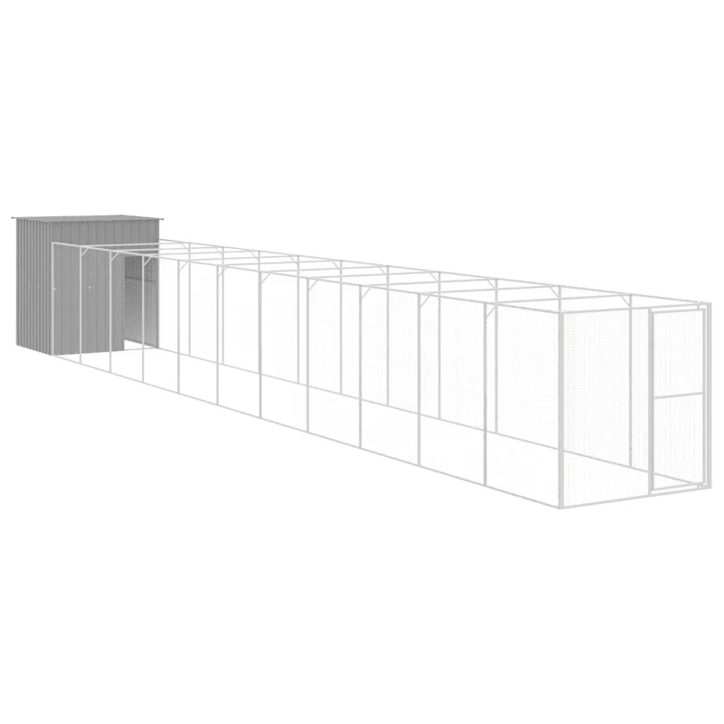 Caseta Perro Corral Acero Galvanizado Gris Claro 165x1271x181cm