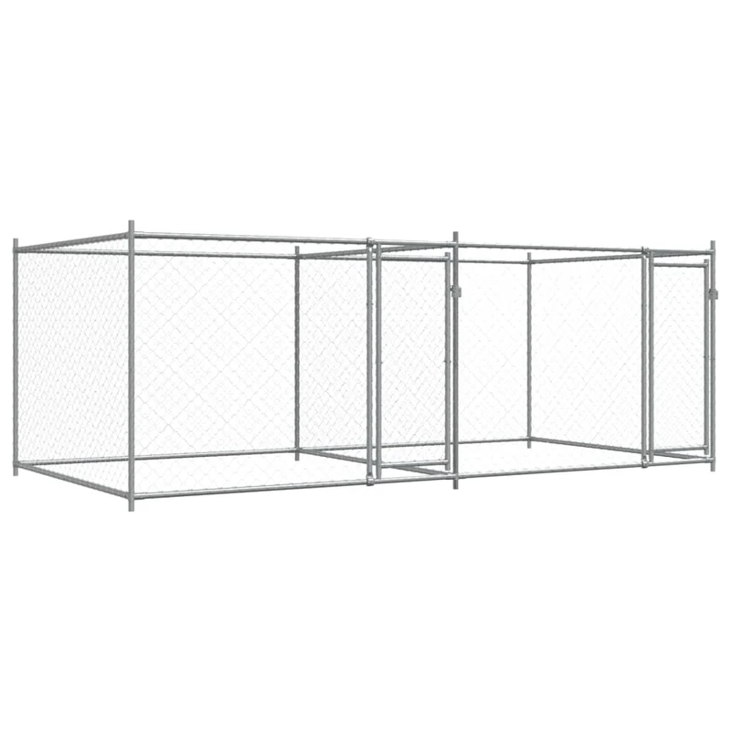 Jaula De Perros Con Puertas Acero Galvanizado Gris 4x2x1,5 M