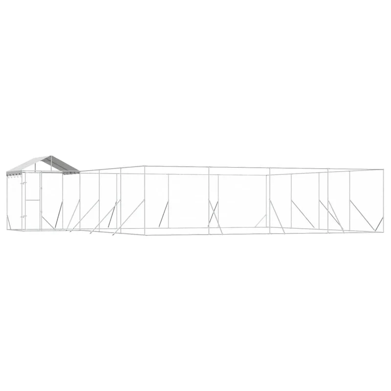 Perrera De Exterior Con Techo Acero Galvanizado Plata 10x8x2,5m