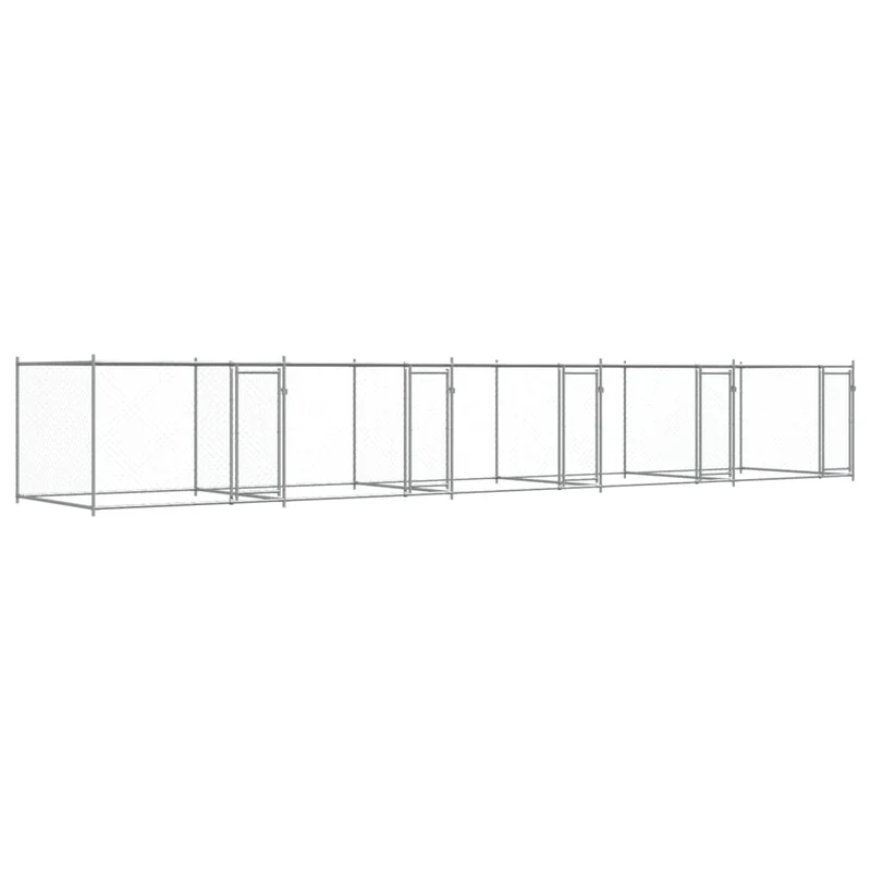 Jaula De Perros Con Puertas Acero Galvanizado Gris 10x2x1,5 M