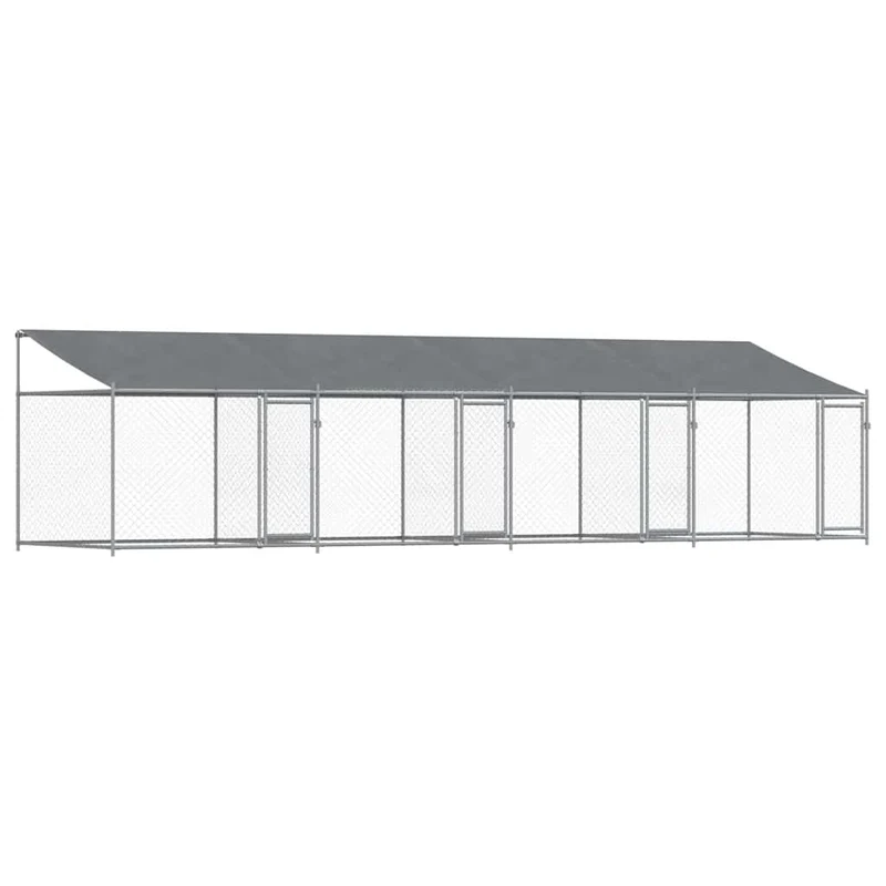 Jaula De Perros Techo Y Puertas Acero Galvanizado Gris 8x2x2 M