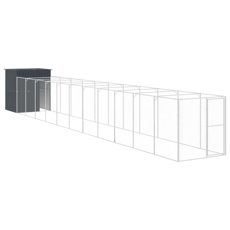 Caseta Perros Con Corral Acero Galvanizado Gris 165x1271x181 Cm