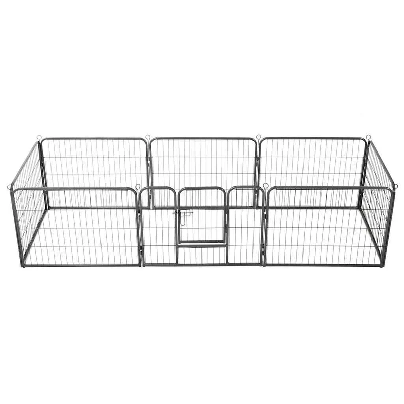 Corral Para Perros 8 Paneles De Acero 60x80 Cm Negro