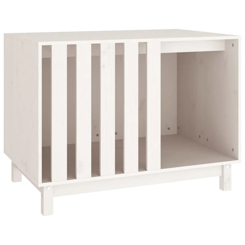 Caseta Para Perros Madera Maciza De Pino Blanco 90x60x67 Cm