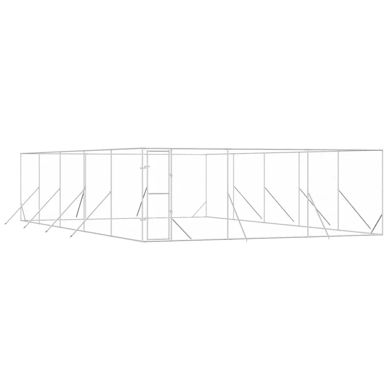 Perrera De Exterior Acero Galvanizado Plateado 6x10x2 M