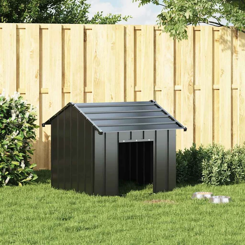 Caseta Para Perros Con Techo Acero Galvanizado 85x107x81 Cm